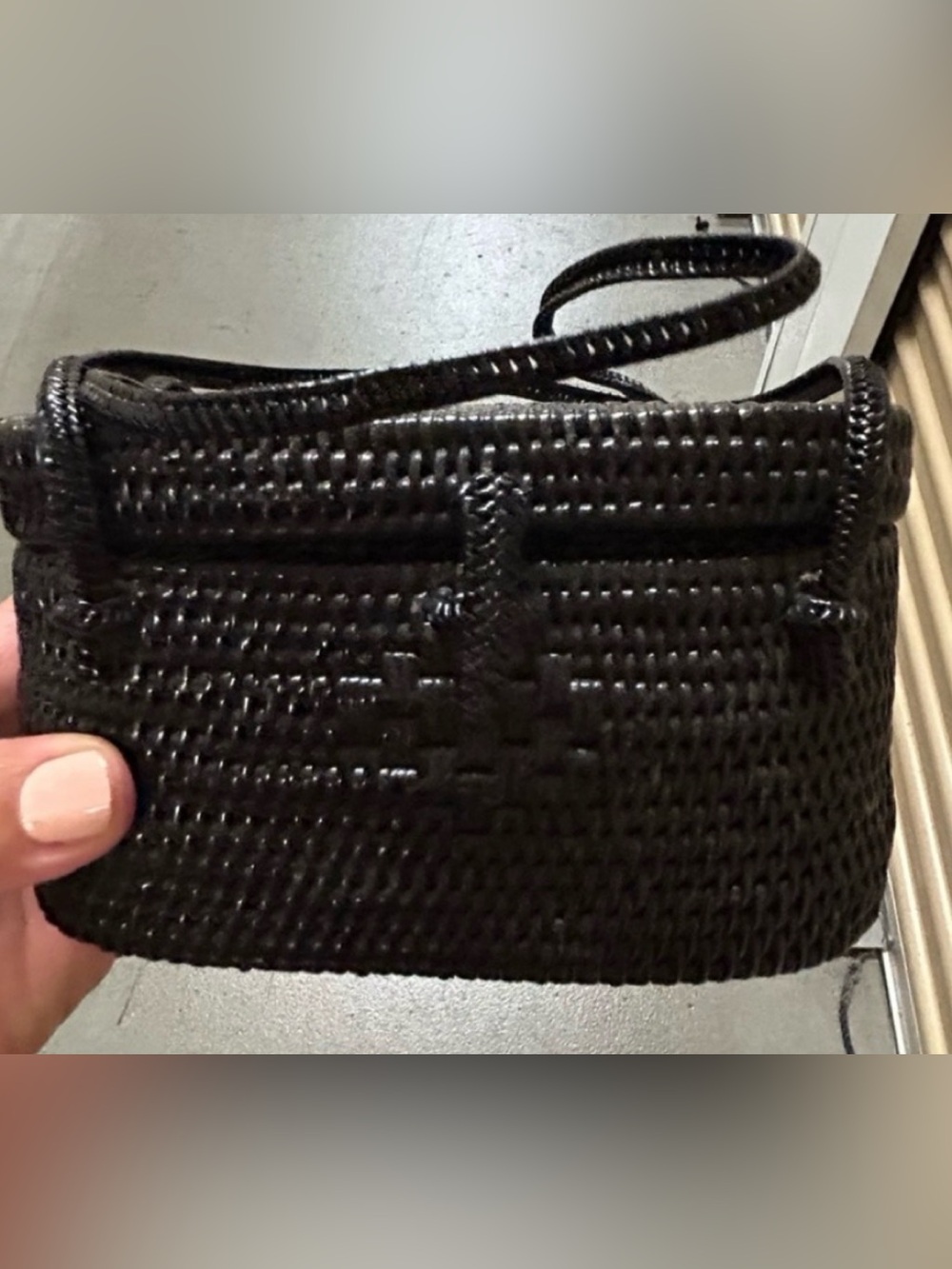 TLC Vintage Handcrafted Woven Rattan Top Handle Basket Bag